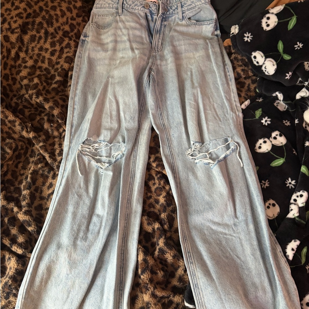 SO Distressed Light Blue Straight Leg Jeans